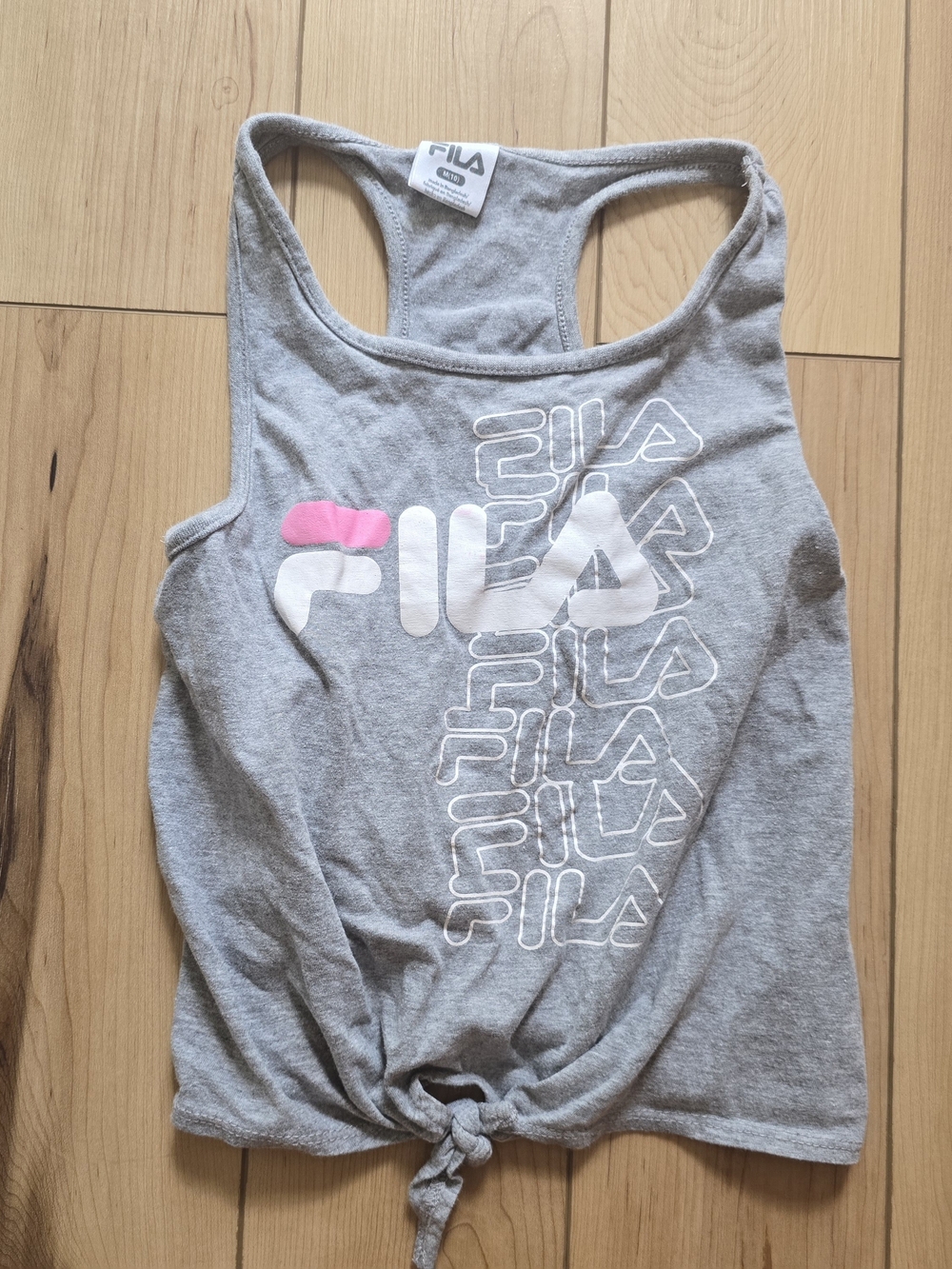 FILA Kids' Gray Logo Tank Top with Pink Accent
